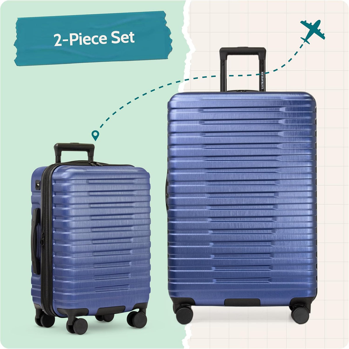 Boren Expandable Hardside Rugged Travel Luggage with 8 Spinner Wheels, Mint, Carry-on 22-Inch