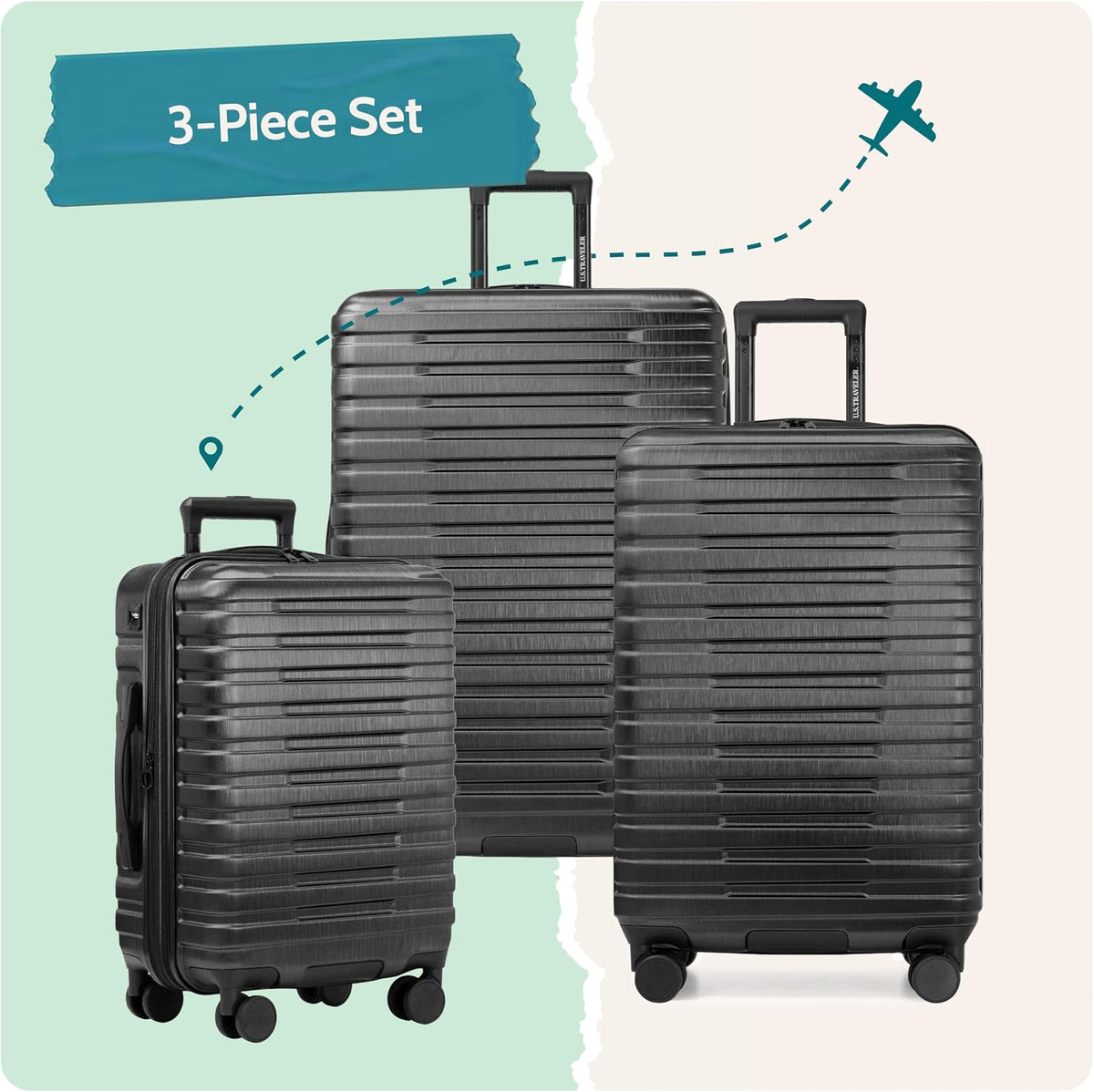 Boren Expandable Hardside Rugged Travel Luggage with 8 Spinner Wheels, Mint, Carry-on 22-Inch