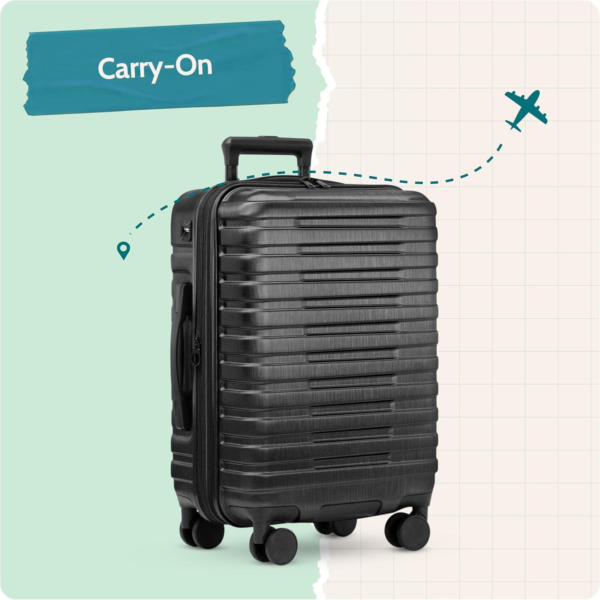 Boren Expandable Hardside Rugged Travel Luggage with 8 Spinner Wheels, Mint, Carry-on 22-Inch
