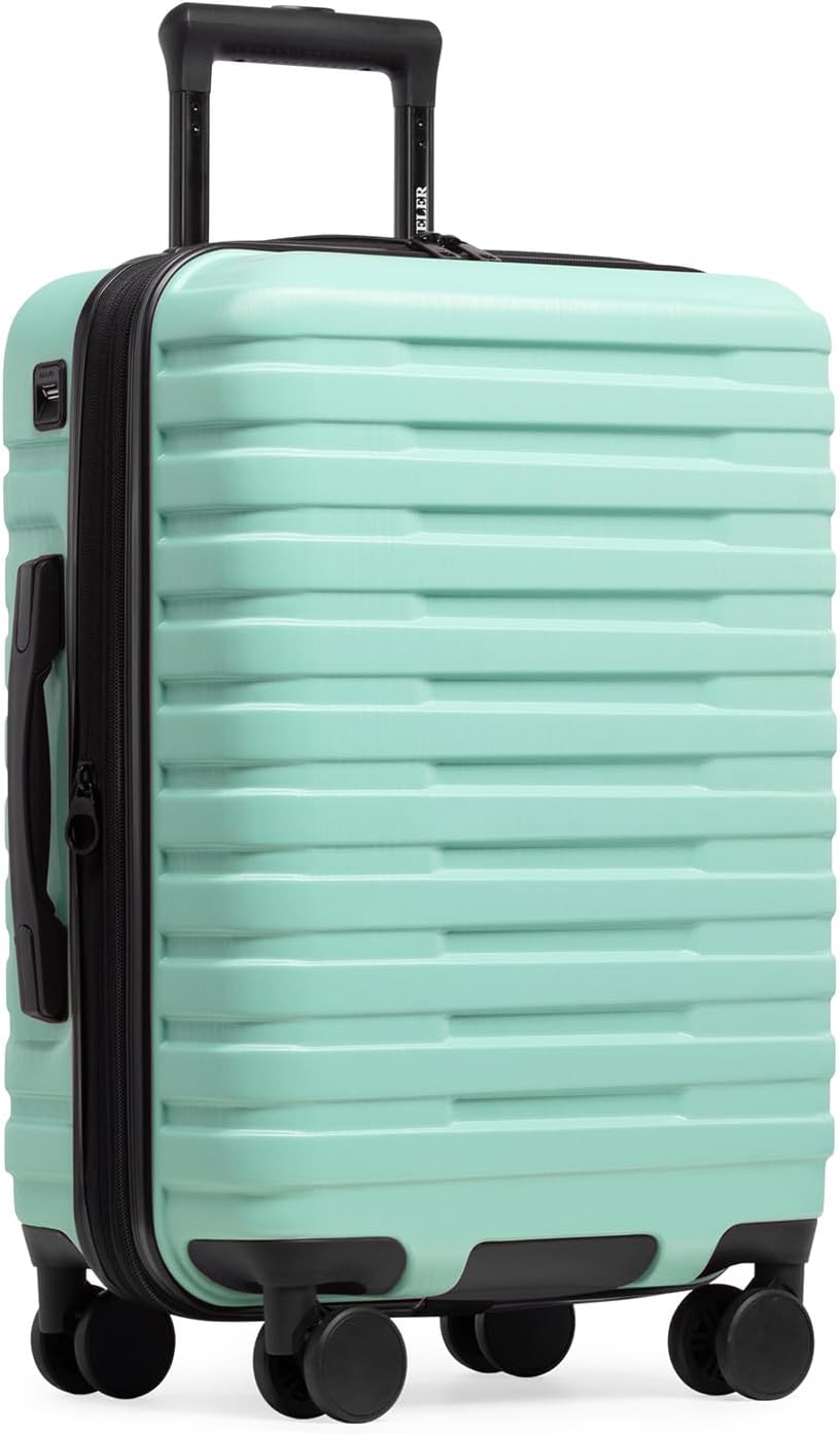 Boren Expandable Hardside Rugged Travel Luggage with 8 Spinner Wheels, Mint, Carry-on 22-Inch