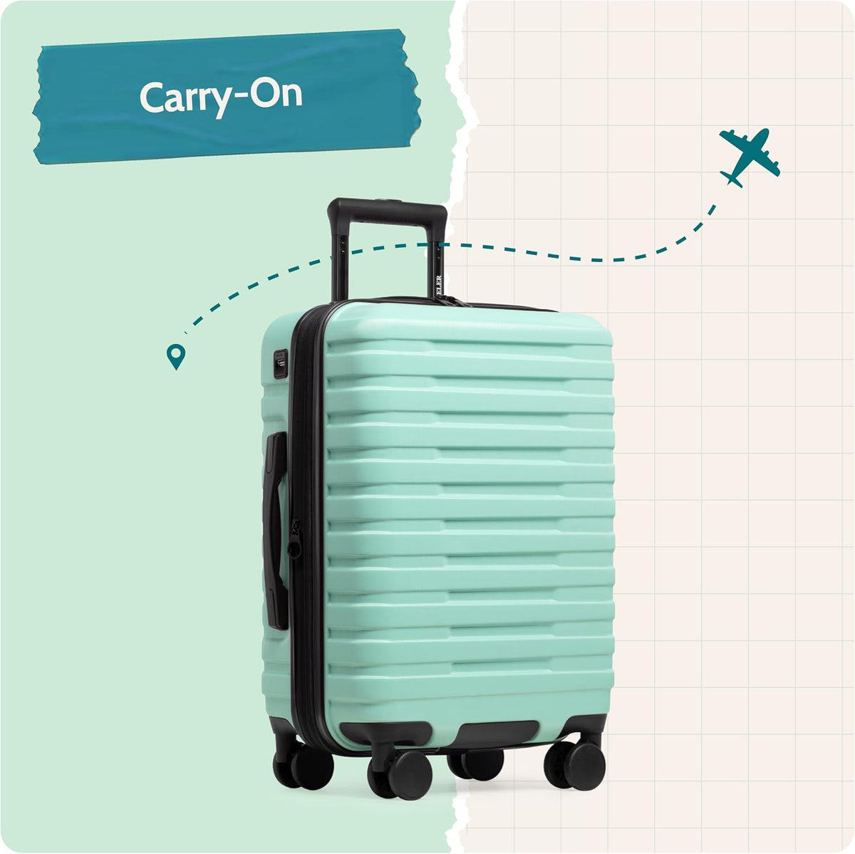Boren Expandable Hardside Rugged Travel Luggage with 8 Spinner Wheels, Mint, Carry-on 22-Inch