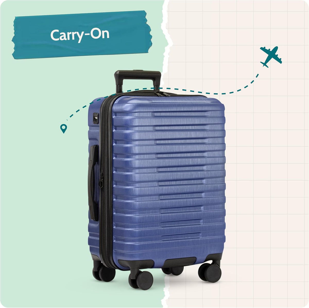 Boren Expandable Hardside Rugged Travel Luggage with 8 Spinner Wheels, Mint, Carry-on 22-Inch