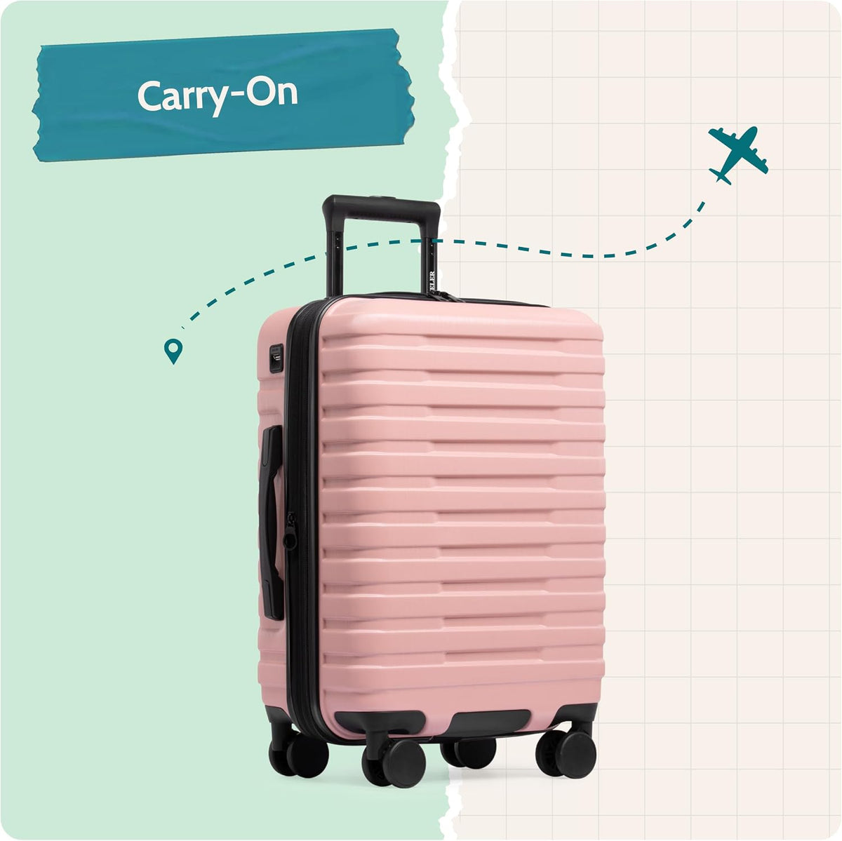Boren Expandable Hardside Rugged Travel Luggage with 8 Spinner Wheels, Mint, Carry-on 22-Inch