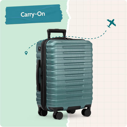 Boren Expandable Hardside Rugged Travel Luggage with 8 Spinner Wheels, Mint, Carry-on 22-Inch