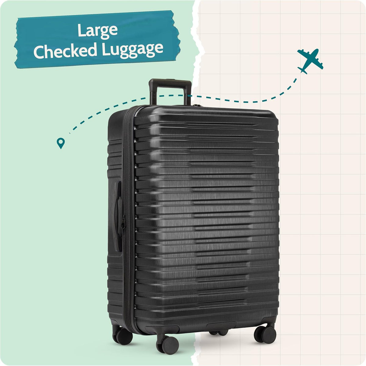 Boren Expandable Hardside Rugged Travel Luggage with 8 Spinner Wheels, Mint, Carry-on 22-Inch