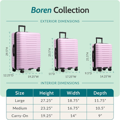 Boren Expandable Hardside Rugged Travel Luggage with 8 Spinner Wheels, Mint, Carry-on 22-Inch