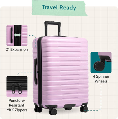 Boren Expandable Hardside Rugged Travel Luggage with 8 Spinner Wheels, Mint, Carry-on 22-Inch