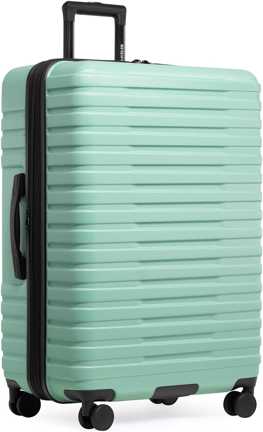 Boren Expandable Hardside Rugged Travel Luggage with 8 Spinner Wheels, Mint, Carry-on 22-Inch