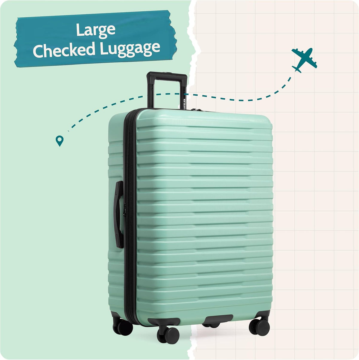 Boren Expandable Hardside Rugged Travel Luggage with 8 Spinner Wheels, Mint, Carry-on 22-Inch