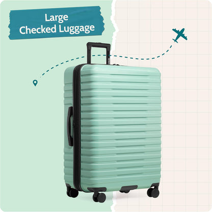 Boren Expandable Hardside Rugged Travel Luggage with 8 Spinner Wheels, Mint, Carry-on 22-Inch