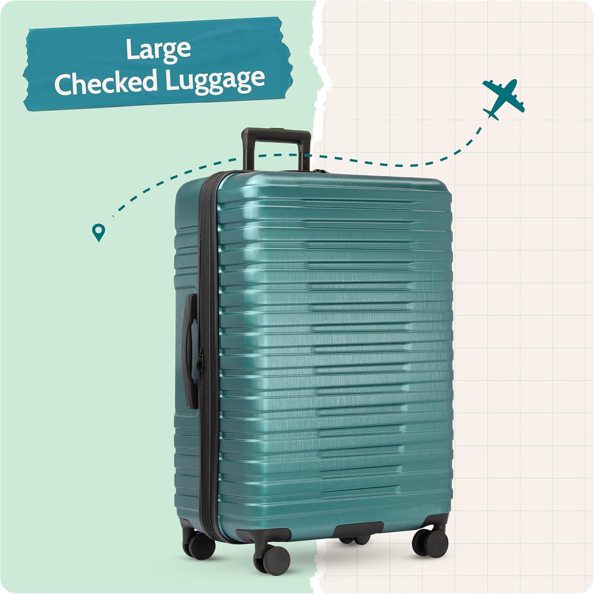 Boren Expandable Hardside Rugged Travel Luggage with 8 Spinner Wheels, Mint, Carry-on 22-Inch