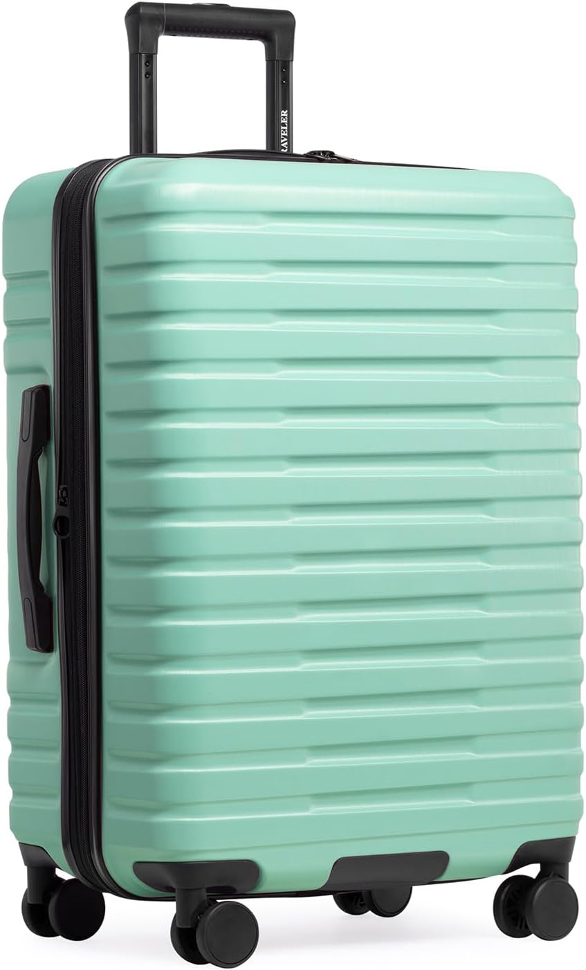 Boren Expandable Hardside Rugged Travel Luggage with 8 Spinner Wheels, Mint, Carry-on 22-Inch