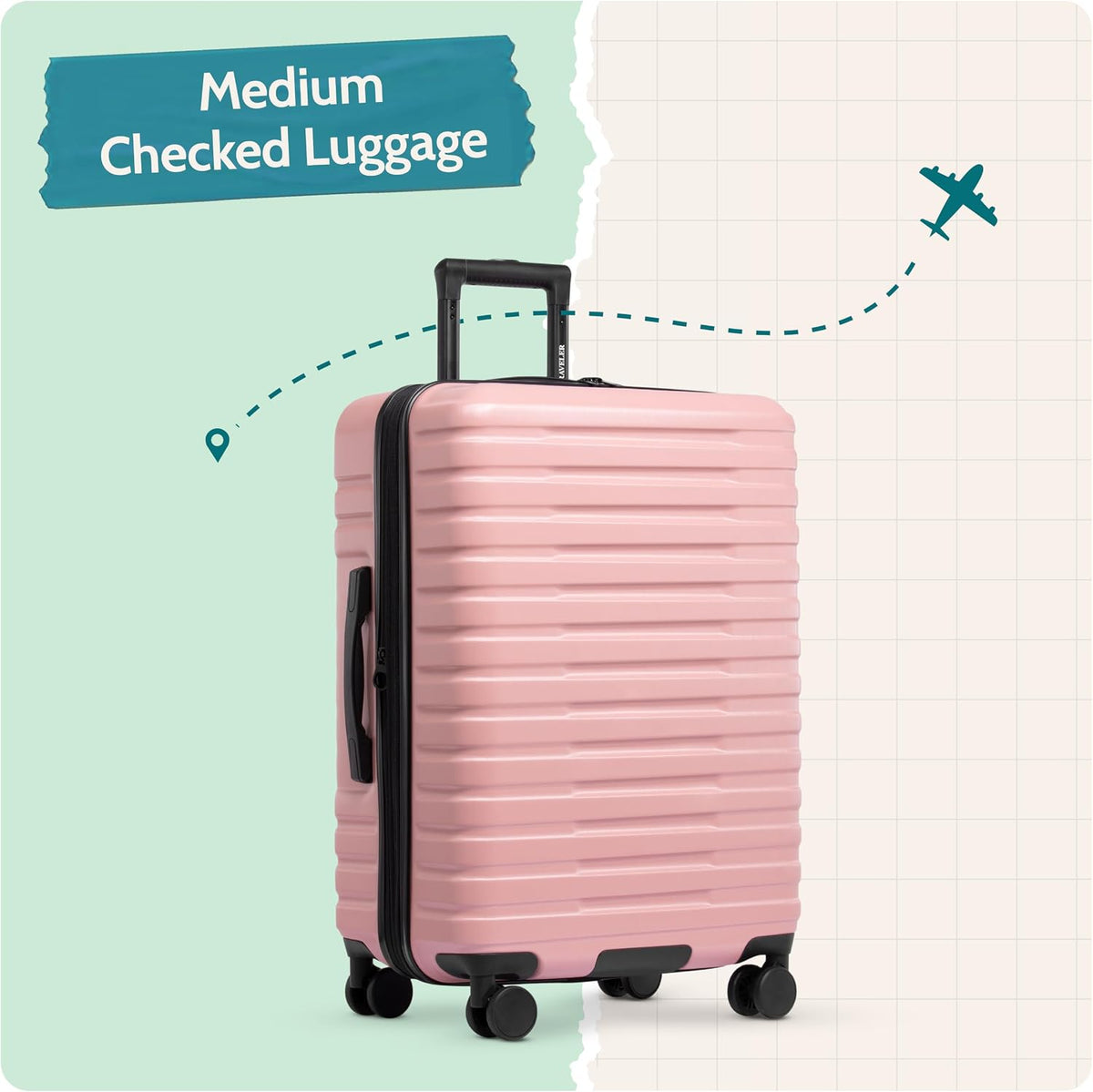 Boren Expandable Hardside Rugged Travel Luggage with 8 Spinner Wheels, Mint, Carry-on 22-Inch
