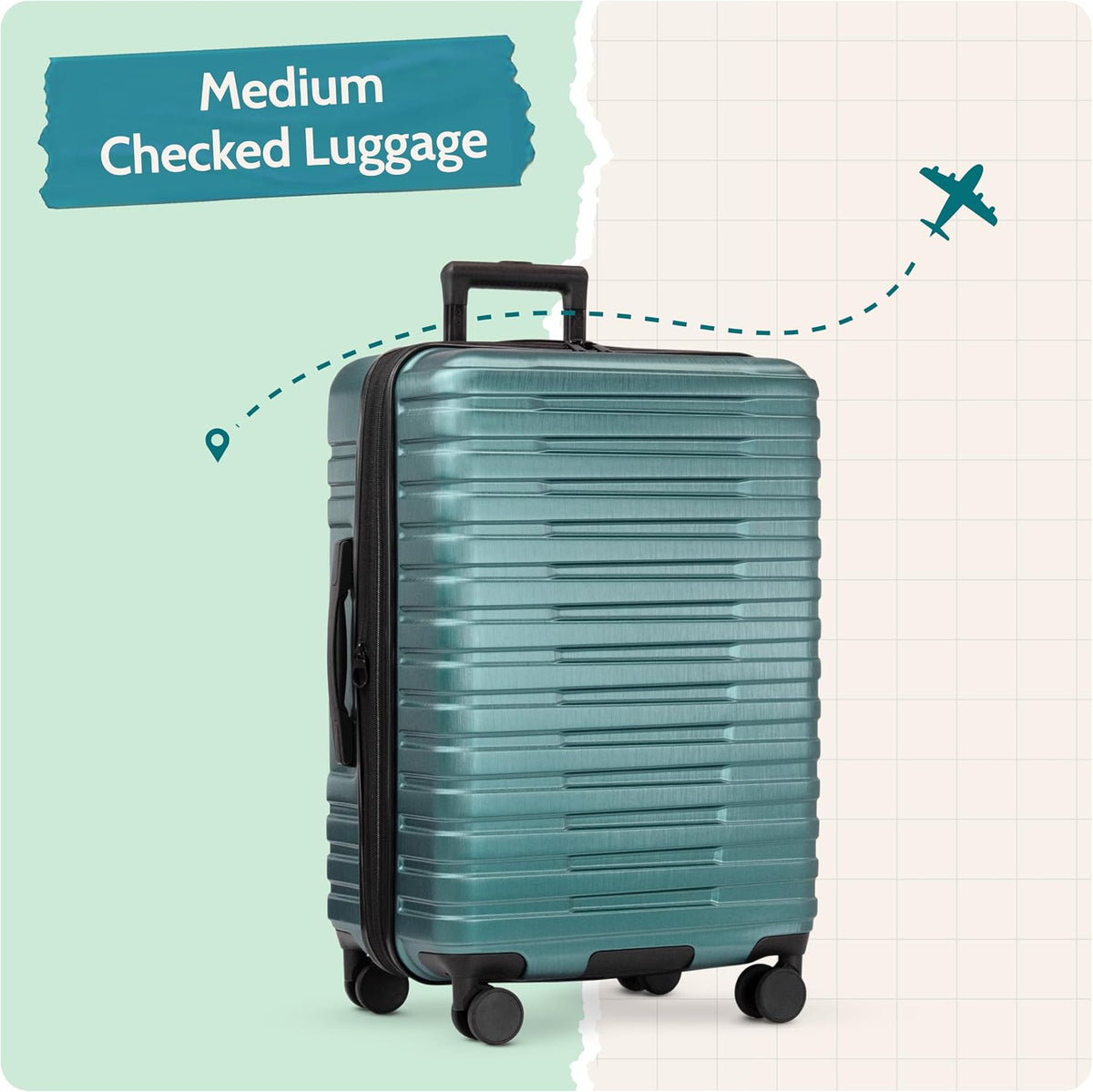 Boren Expandable Hardside Rugged Travel Luggage with 8 Spinner Wheels, Mint, Carry-on 22-Inch