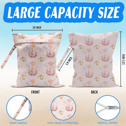 4 Pcs Pink Wet Bag for Baby Swimsuit Dirty Clothes Diaper Yoga Gym, Wet Dry Bag, Beach Vacation Essential for Travel Poor Bathing Daycare Soiled Items