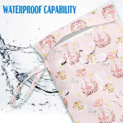 4 Pcs Pink Wet Bag for Baby Swimsuit Dirty Clothes Diaper Yoga Gym, Wet Dry Bag, Beach Vacation Essential for Travel Poor Bathing Daycare Soiled Items
