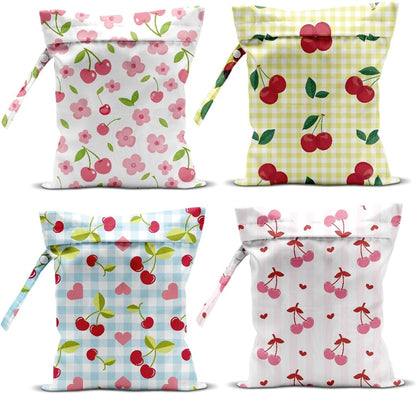4 Pcs Pink Wet Bag for Baby Swimsuit Dirty Clothes Diaper Yoga Gym, Wet Dry Bag, Beach Vacation Essential for Travel Poor Bathing Daycare Soiled Items