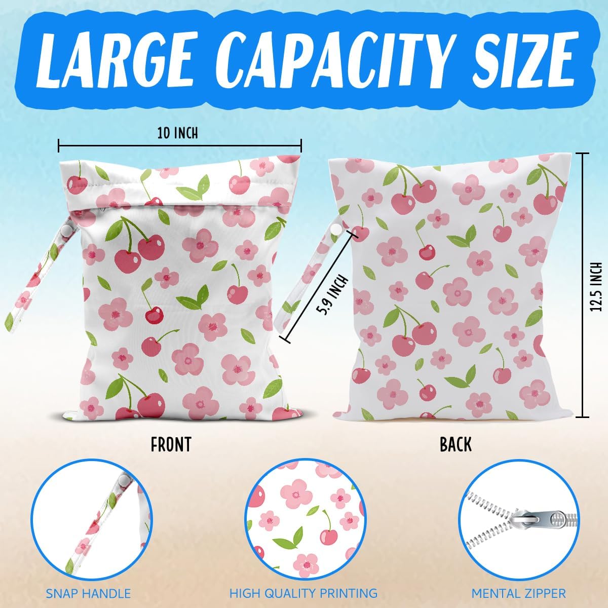4 Pcs Pink Wet Bag for Baby Swimsuit Dirty Clothes Diaper Yoga Gym, Wet Dry Bag, Beach Vacation Essential for Travel Poor Bathing Daycare Soiled Items