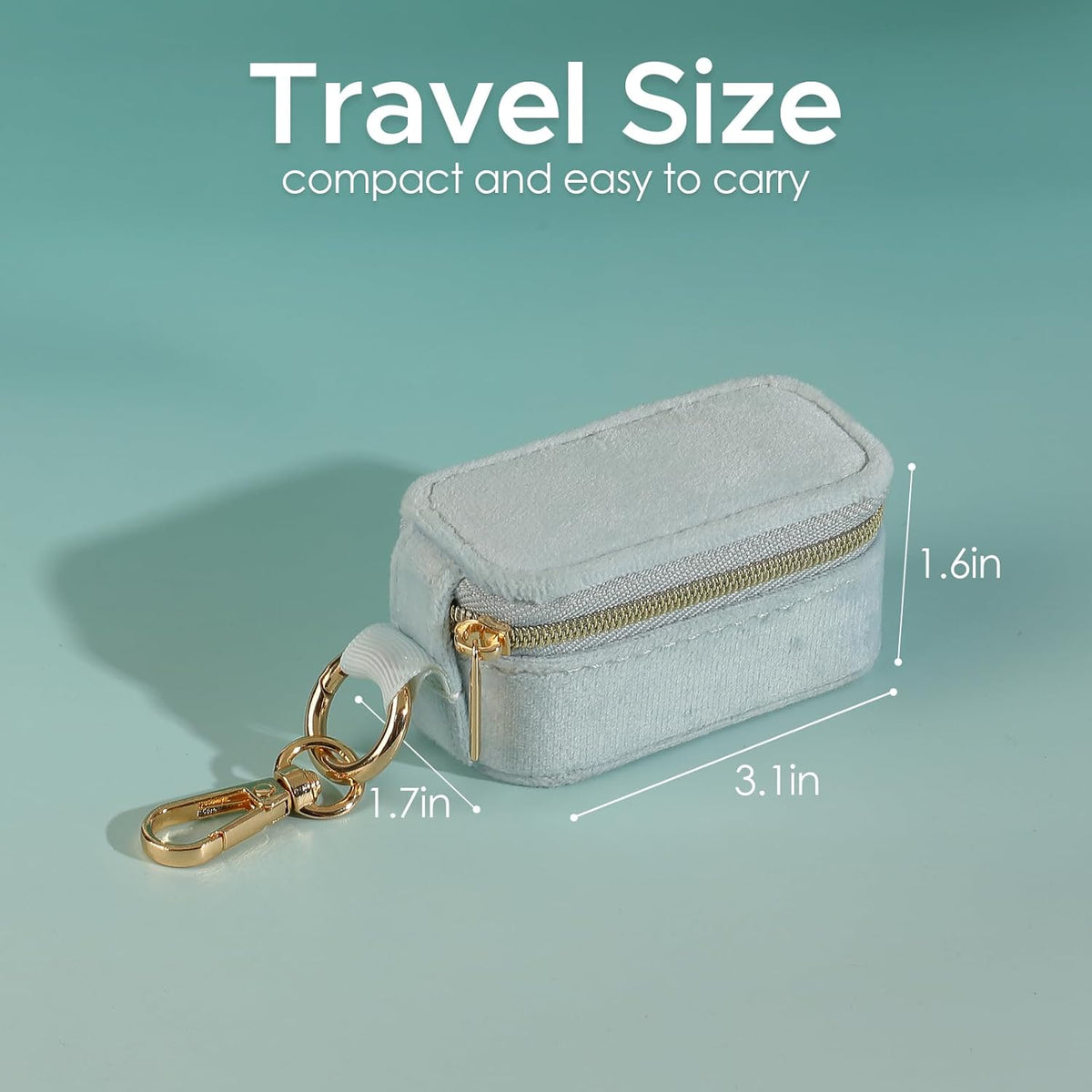Small Travel Jewelry Box Keychain, Portable Storage Ring Necklace Earrings Holder Case Organizer Gift for Women (Blue)