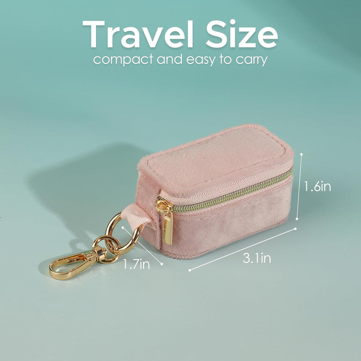 Small Travel Jewelry Box Keychain, Portable Storage Ring Necklace Earrings Holder Case Organizer Gift for Women (Blue)