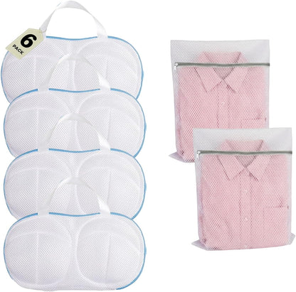 6 Pack Bra Laundry Bags for Washing Machine, Lingerie Bag for Washing Delicates Underwear Brassiere, Women's Bra Washer Protector for Laundry, Suitable for A-D Cups