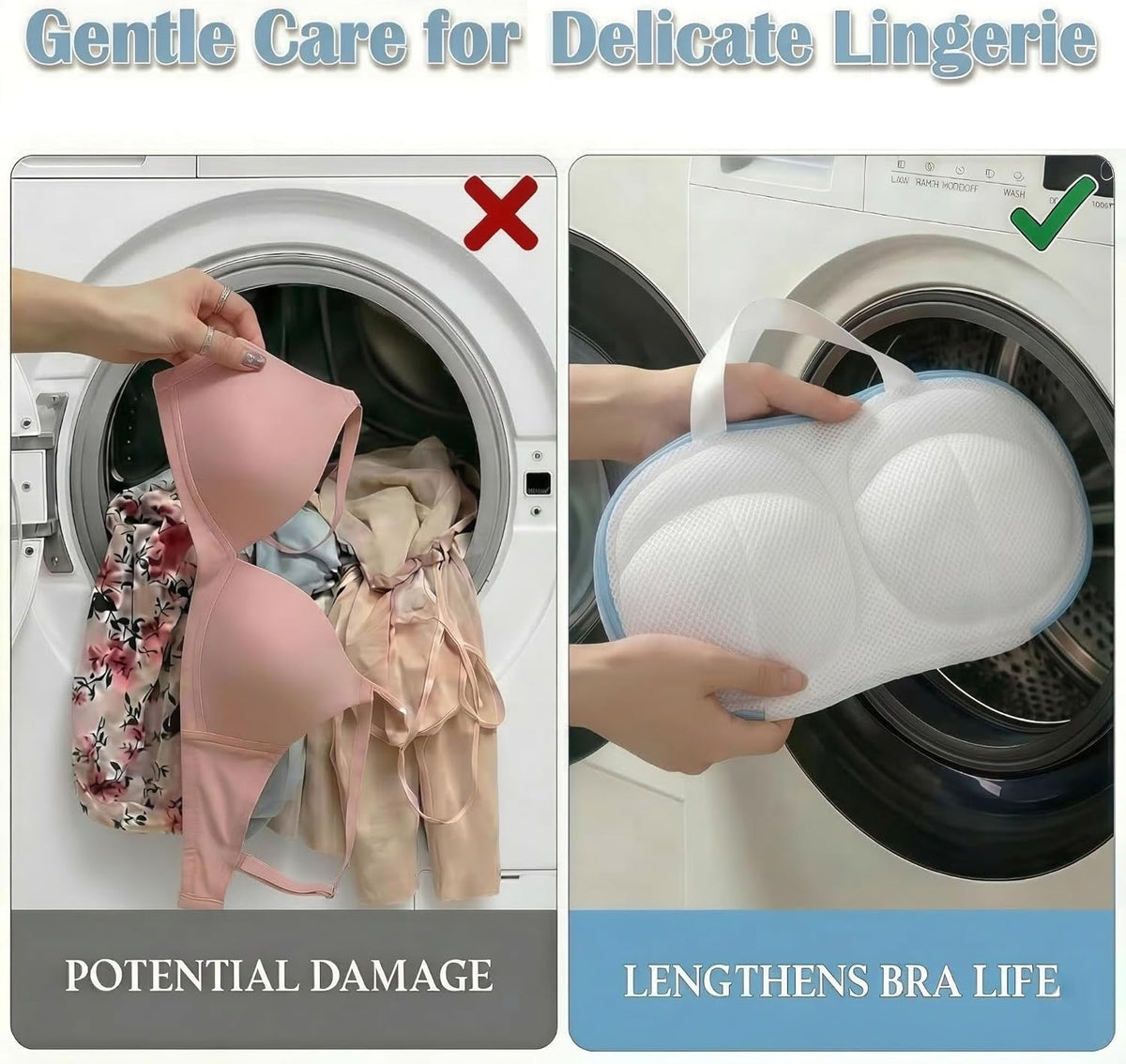 6 Pack Bra Laundry Bags for Washing Machine, Lingerie Bag for Washing Delicates Underwear Brassiere, Women's Bra Washer Protector for Laundry, Suitable for A-D Cups