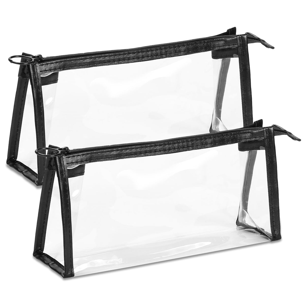 TSA Approved Toiletry Bag, Clear Pouches with Zipper for Traveling, Samll Clear Makeup Bags Cosmetic Bag Beach Bag for Home Storage Organizing, Office, Vacation, Travel (Black, White)