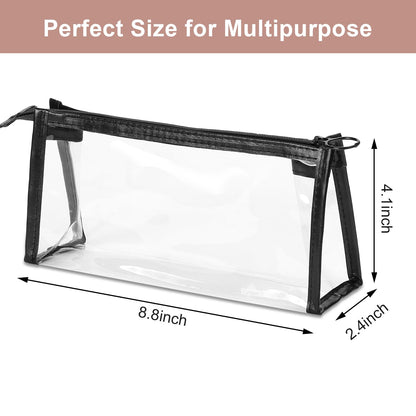 TSA Approved Toiletry Bag, Clear Pouches with Zipper for Traveling, Samll Clear Makeup Bags Cosmetic Bag Beach Bag for Home Storage Organizing, Office, Vacation, Travel (Black, White)