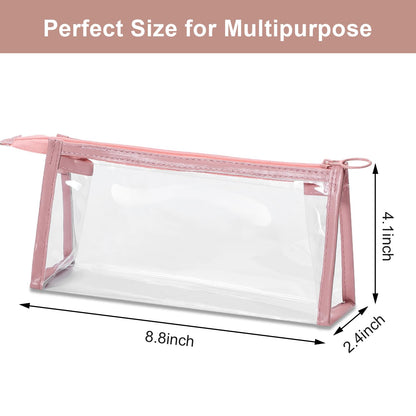 TSA Approved Toiletry Bag, Clear Pouches with Zipper for Traveling, Samll Clear Makeup Bags Cosmetic Bag Beach Bag for Home Storage Organizing, Office, Vacation, Travel (Black, White)