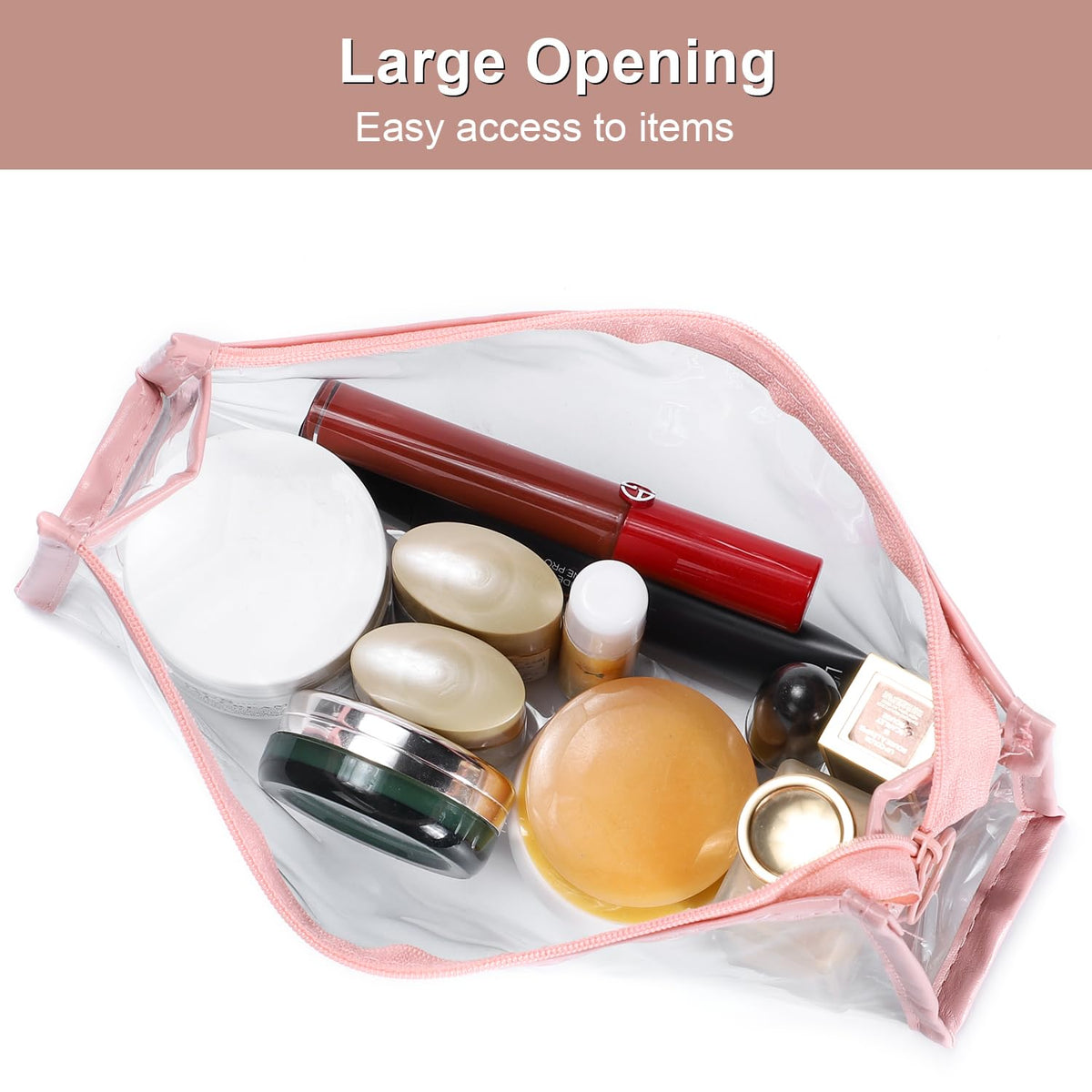 TSA Approved Toiletry Bag, Clear Pouches with Zipper for Traveling, Samll Clear Makeup Bags Cosmetic Bag Beach Bag for Home Storage Organizing, Office, Vacation, Travel (Black, White)