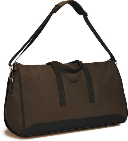 2-in-1 Garment Bag & Weekender Duffel Bag for Travel – Convertible Carry On Garment Duffle Bag for Men & Women, Wrinkle-Resistant Hanging Suit & Dress Bag (Dark Chocolate)