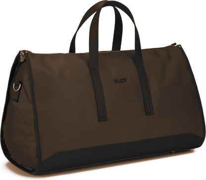 2-in-1 Garment Bag & Weekender Duffel Bag for Travel – Convertible Carry On Garment Duffle Bag for Men & Women, Wrinkle-Resistant Hanging Suit & Dress Bag (Dark Chocolate)