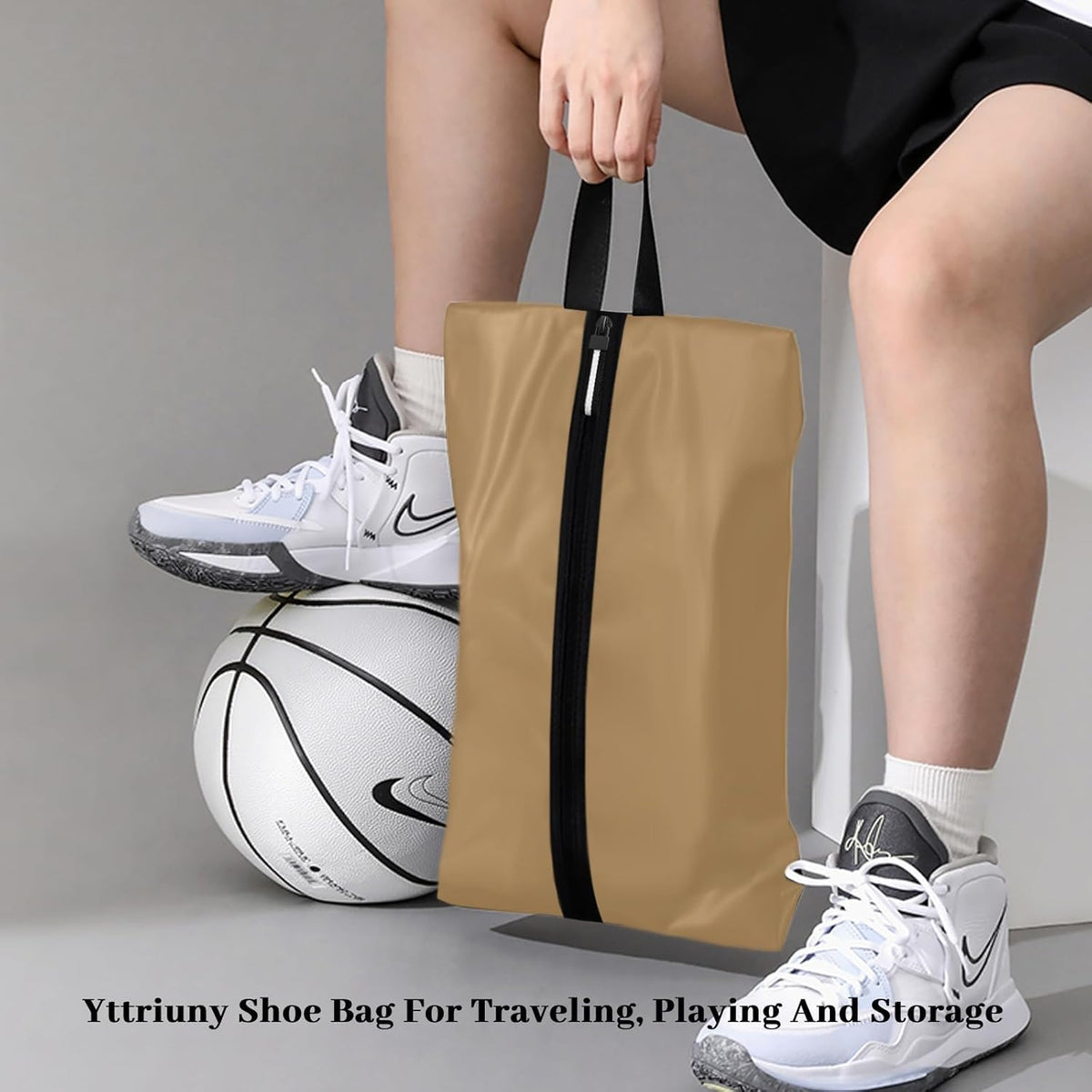 Shoe Bags for Travel Waterproof Odor Absorbing Lightweight Golf Soccer Shoe Storage Organizer Pouch with Smooth Zipper and Handle, Portable Travel Essentials (Dark Green)