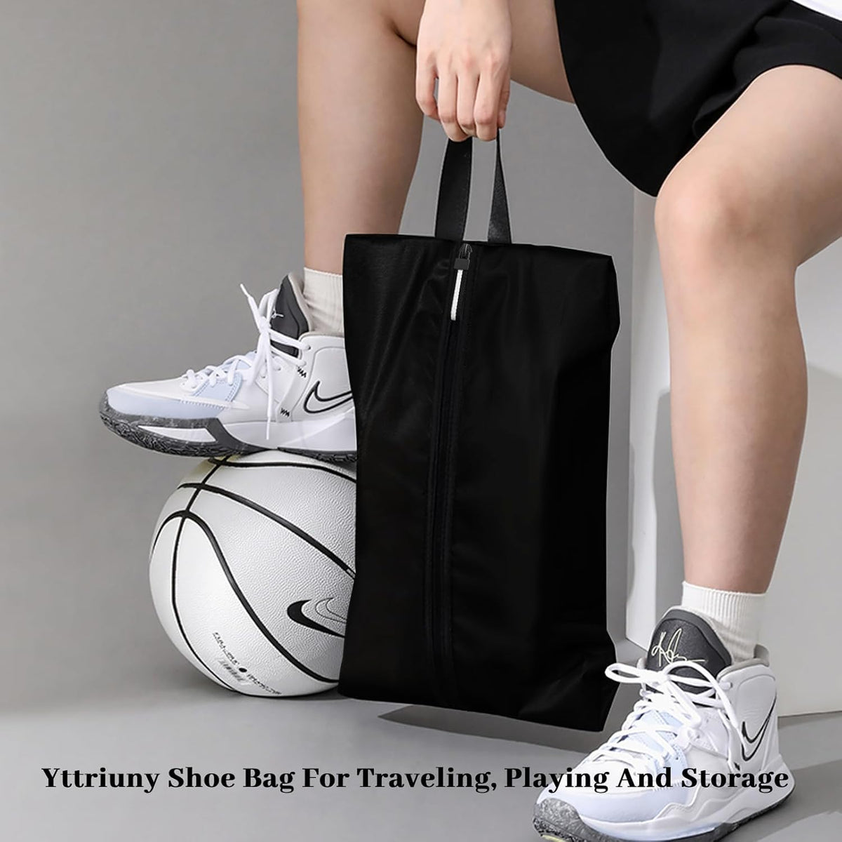 Shoe Bags for Travel Waterproof Odor Absorbing Lightweight Golf Soccer Shoe Storage Organizer Pouch with Smooth Zipper and Handle, Portable Travel Essentials (Dark Green)