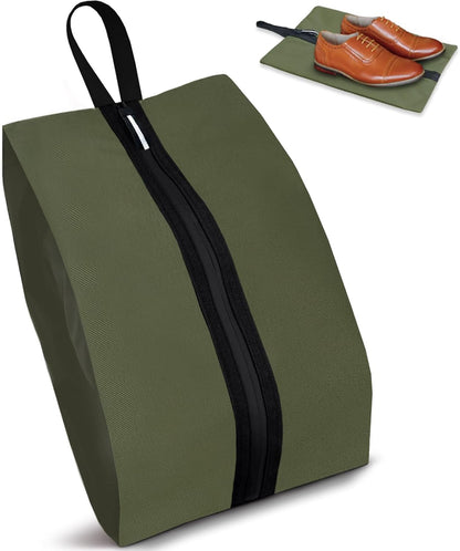 Shoe Bags for Travel Waterproof Odor Absorbing Lightweight Golf Soccer Shoe Storage Organizer Pouch with Smooth Zipper and Handle, Portable Travel Essentials (Dark Green)