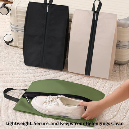 Shoe Bags for Travel Waterproof Odor Absorbing Lightweight Golf Soccer Shoe Storage Organizer Pouch with Smooth Zipper and Handle, Portable Travel Essentials (Dark Green)