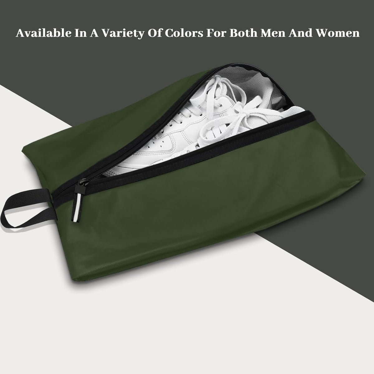 Shoe Bags for Travel Waterproof Odor Absorbing Lightweight Golf Soccer Shoe Storage Organizer Pouch with Smooth Zipper and Handle, Portable Travel Essentials (Dark Green)