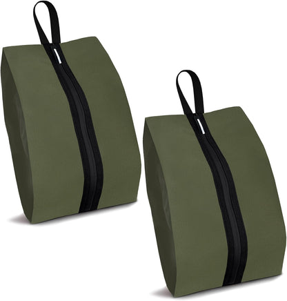 Shoe Bags for Travel Waterproof Odor Absorbing Lightweight Golf Soccer Shoe Storage Organizer Pouch with Smooth Zipper and Handle, Portable Travel Essentials (Dark Green)