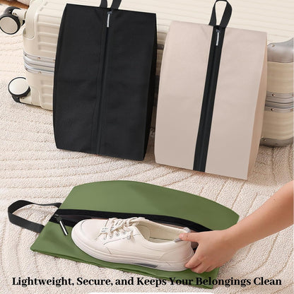 Shoe Bags for Travel Waterproof Odor Absorbing Lightweight Golf Soccer Shoe Storage Organizer Pouch with Smooth Zipper and Handle, Portable Travel Essentials (Dark Green)