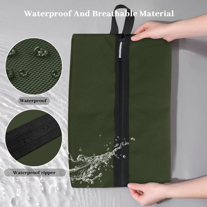 Shoe Bags for Travel Waterproof Odor Absorbing Lightweight Golf Soccer Shoe Storage Organizer Pouch with Smooth Zipper and Handle, Portable Travel Essentials (Dark Green)