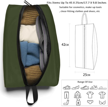 Shoe Bags for Travel Waterproof Odor Absorbing Lightweight Golf Soccer Shoe Storage Organizer Pouch with Smooth Zipper and Handle, Portable Travel Essentials (Dark Green)