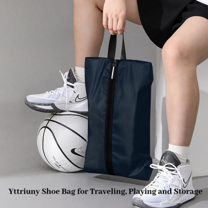 Shoe Bags for Travel Waterproof Odor Absorbing Lightweight Golf Soccer Shoe Storage Organizer Pouch with Smooth Zipper and Handle, Portable Travel Essentials (Dark Green)