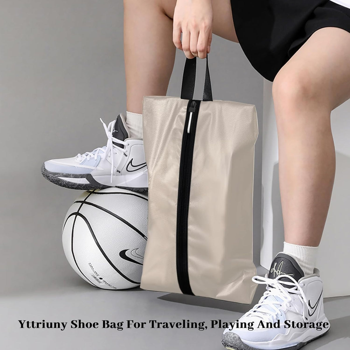 Shoe Bags for Travel Waterproof Odor Absorbing Lightweight Golf Soccer Shoe Storage Organizer Pouch with Smooth Zipper and Handle, Portable Travel Essentials (Dark Green)
