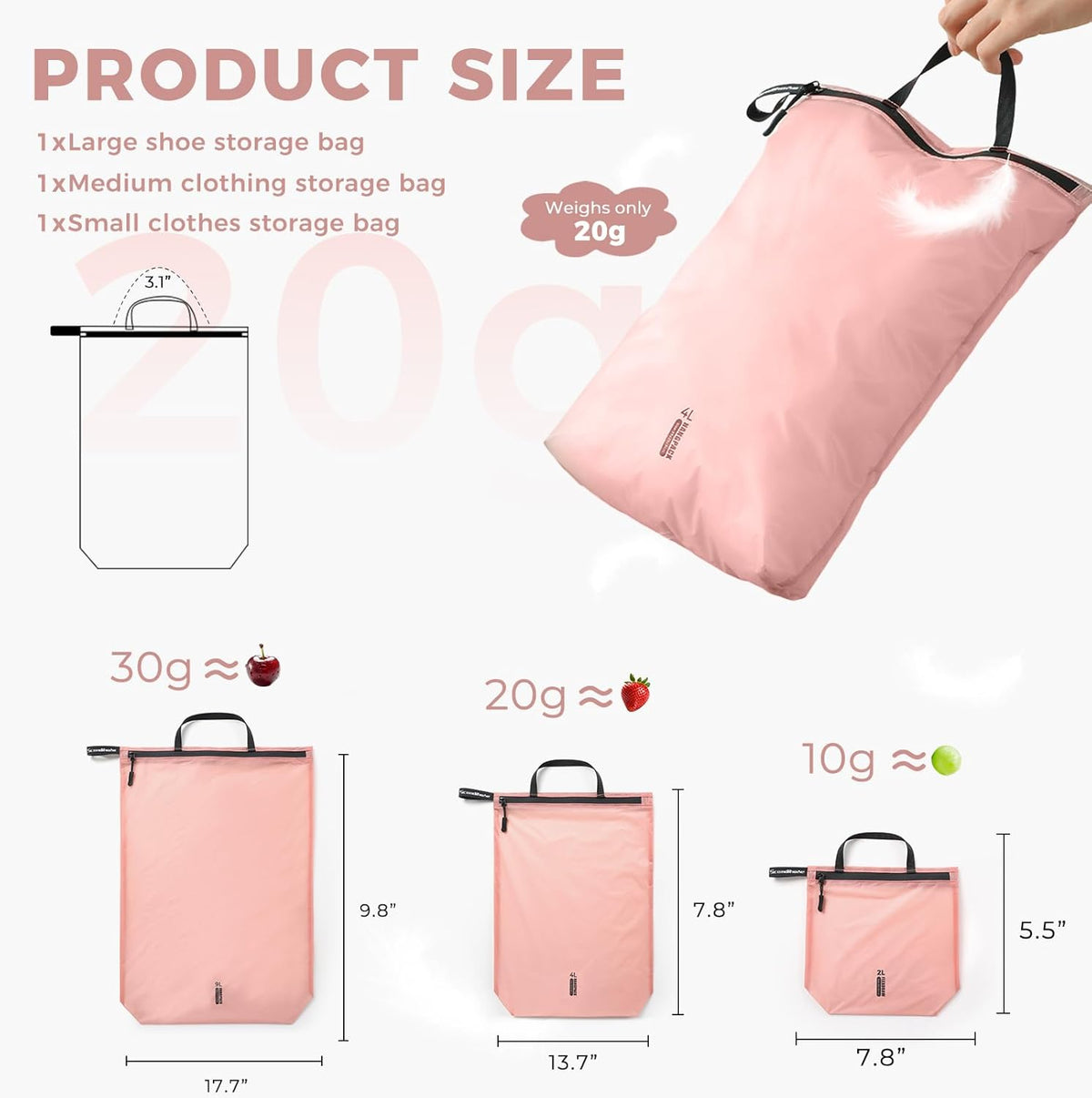 Travel Laundry Bag Ultralight Waterproof Washable Wet Dry Bag for Gym, Swimming, Yoga, and Workout Perfect for Dirty Clothes, Bathing Suits, Travel Accessories (3 Pack)(Green)