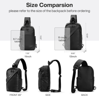 EliteSeries Sling Bag Small Casual Daypack Crossbody Chest Bag One Shoulder Travel Backpack Waterproof Lightweight Versatile-13 Inch, Black