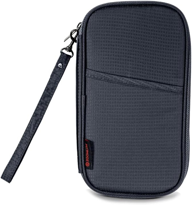 Zoom Lite Premium Travel Document Organizer, Travel Wallet Passport Holder Family 4 with RFID Protection and Removable Wristlet - Fits Passports Bag, Cards, Money, and More for Women and Men – Red