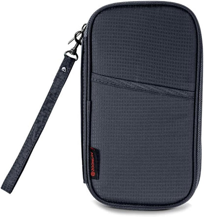 Zoom Lite Premium Travel Document Organizer, Travel Wallet Passport Holder Family 4 with RFID Protection and Removable Wristlet - Fits Passports Bag, Cards, Money, and More for Women and Men – Red