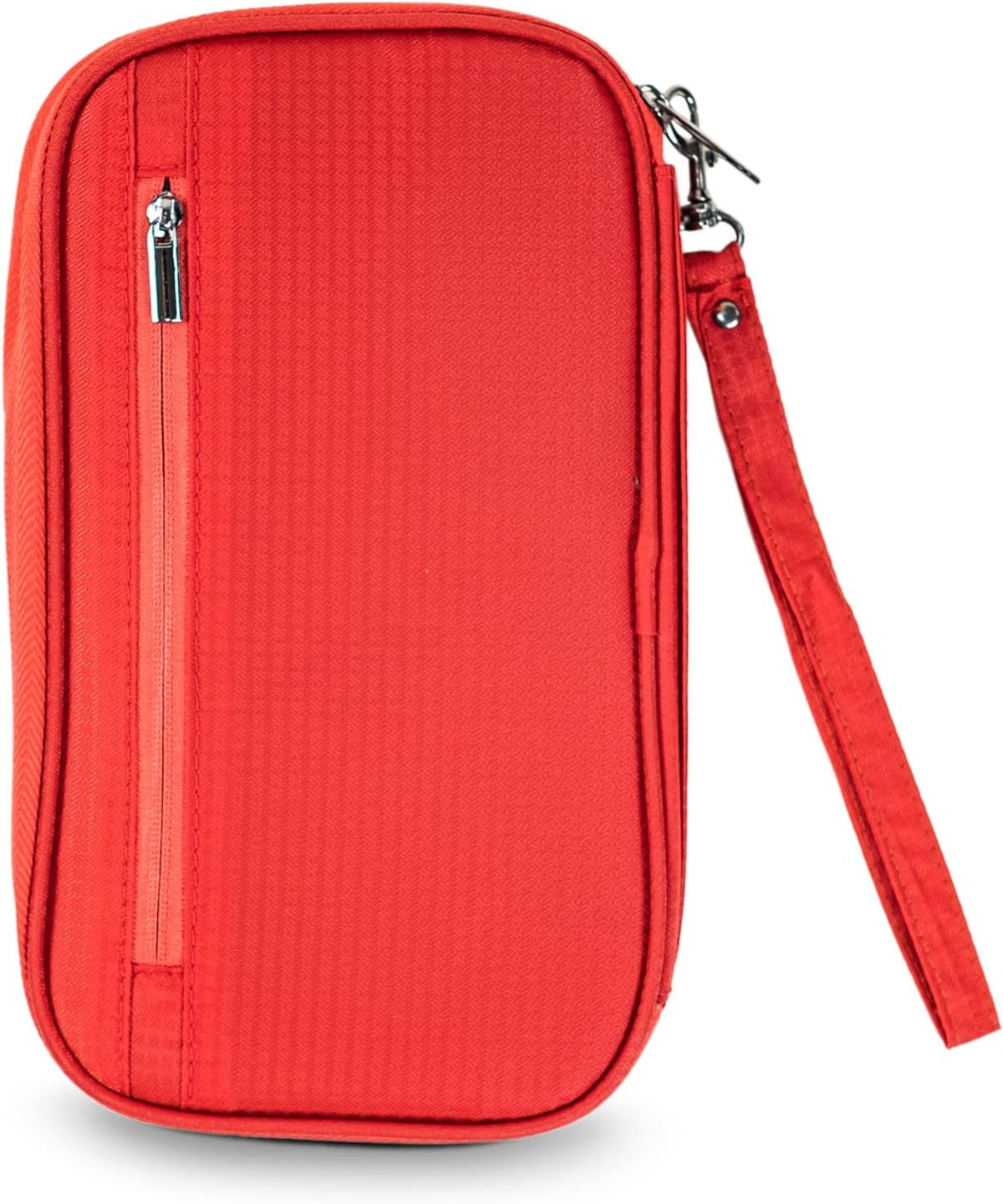 Zoom Lite Premium Travel Document Organizer, Travel Wallet Passport Holder Family 4 with RFID Protection and Removable Wristlet - Fits Passports Bag, Cards, Money, and More for Women and Men – Red