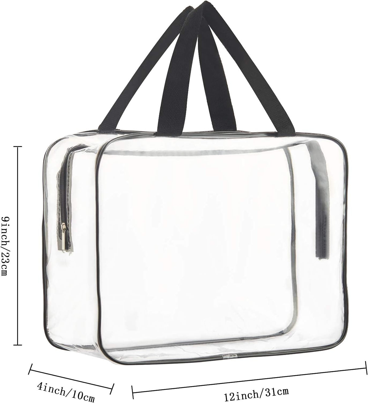 2-Piece Large Clear Makeup Cosmetic Organizer Bag, Plastic Tote Bags, Waterproof Transparent Handbag Purse