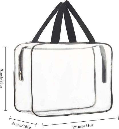 2-Piece Large Clear Makeup Cosmetic Organizer Bag, Plastic Tote Bags, Waterproof Transparent Handbag Purse